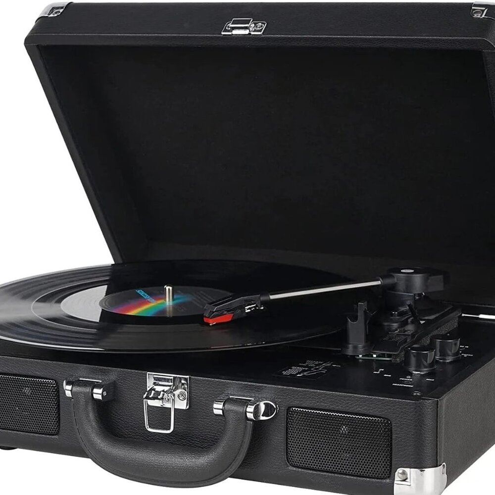 Wireless Turntable Bluetooth 3-Speed Portable Suitcase RCA